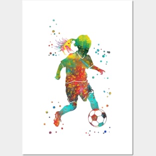 Soccer Player Little Girl With Ball Posters and Art